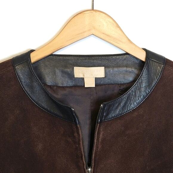 Nordstrom Studio 121 Brown Suede Leather Jacket Zip Front Long Sleeve Chic S - Picture 3 of 16
